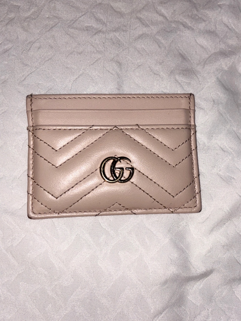 Pink Quilted Gucci Card Holder with Logo